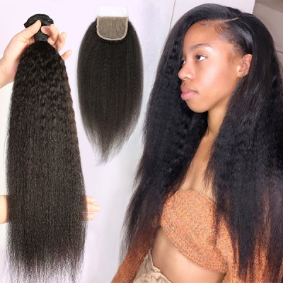 Advanced Grade 3  bundles with 4*4 5*5 lace closure Kinky Straight Transparent /HD Lace Virgin hair Brazilian Peruvian Malaysian Indian