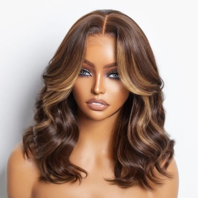 Glueless Wig Strunk Stripe Brown Color Wear Go Wig 200% Density HD Lace Customize 5-7 Days
