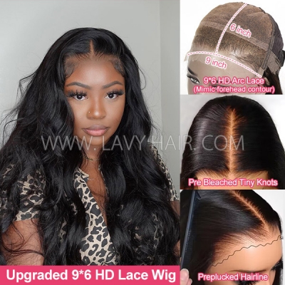 Glueless Wear Go HD Lace 9*6 Lace Parting Max Closure Wig Arc Lace Mimic Forehead Contour Pre Plucked Pre Bleached 100% Human Hair 180% Density