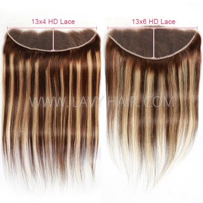 P4/27 Hlighlight Color Ear to ear 13*4 13*6 HD Lace and Transparent Lace Frontal Pre plucked Hairline Human hair Swiss lace