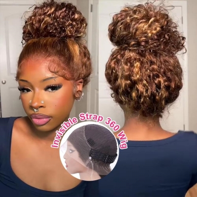 Different Color Choice Upgraded Invisi-Strap Pre Bleached Pre Plucked HD Lace 360 Lace Frontal Wigs 180% Density Ponytail Wig Human Hair